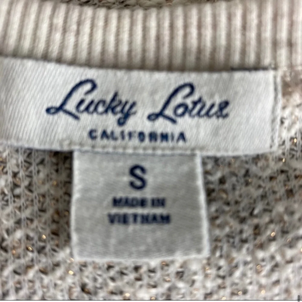Lucky Lotus Sweater Crew Neck Cream Size S - Picture 6 of 8